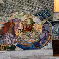 Z63 6246  Fresco "St. Hallvard", door Alf Rolfsen op westelijke wand van centrale hal Raadhuis